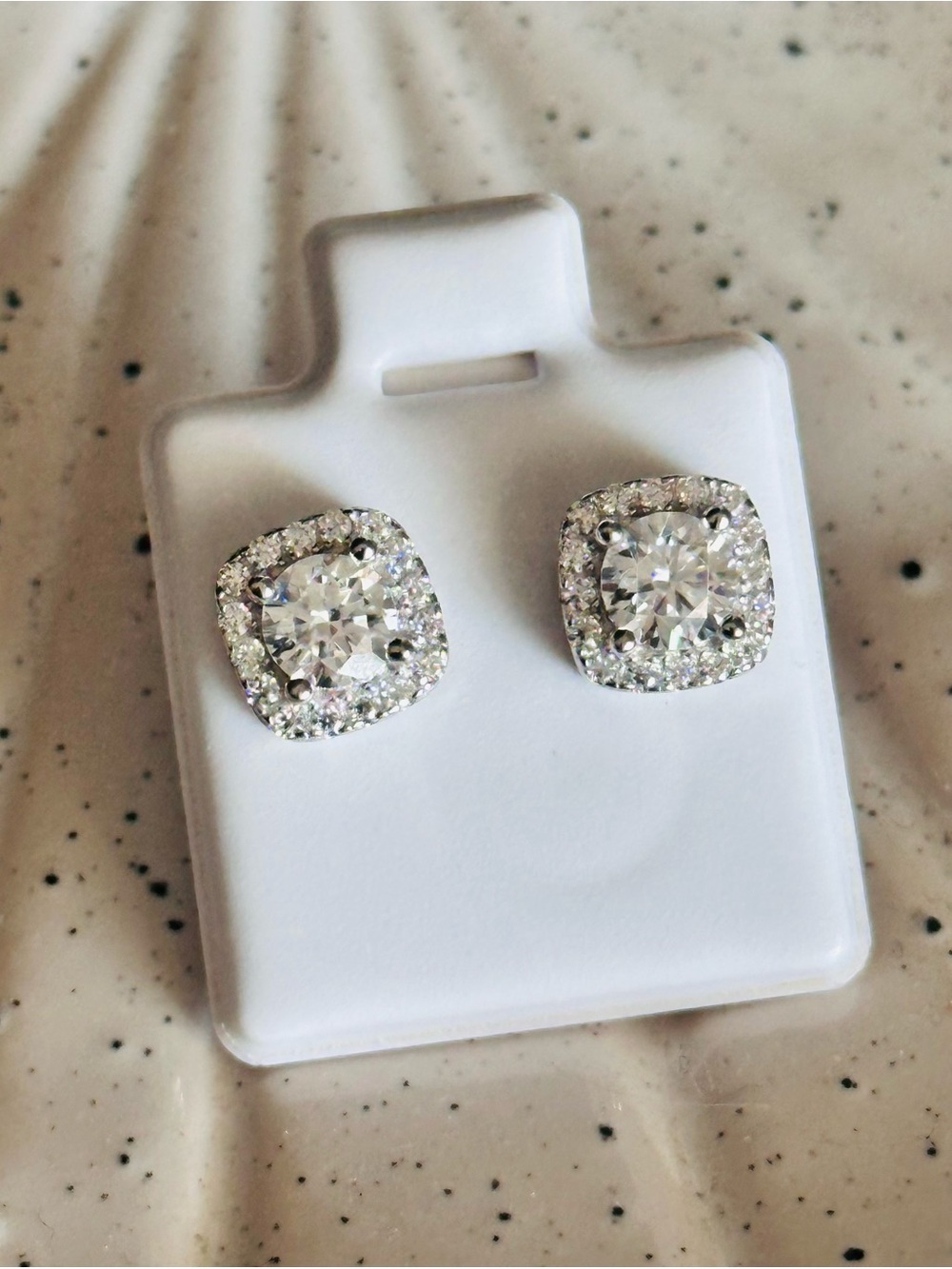 925 Silver Moissanite Cushion Halo Stud Earrings